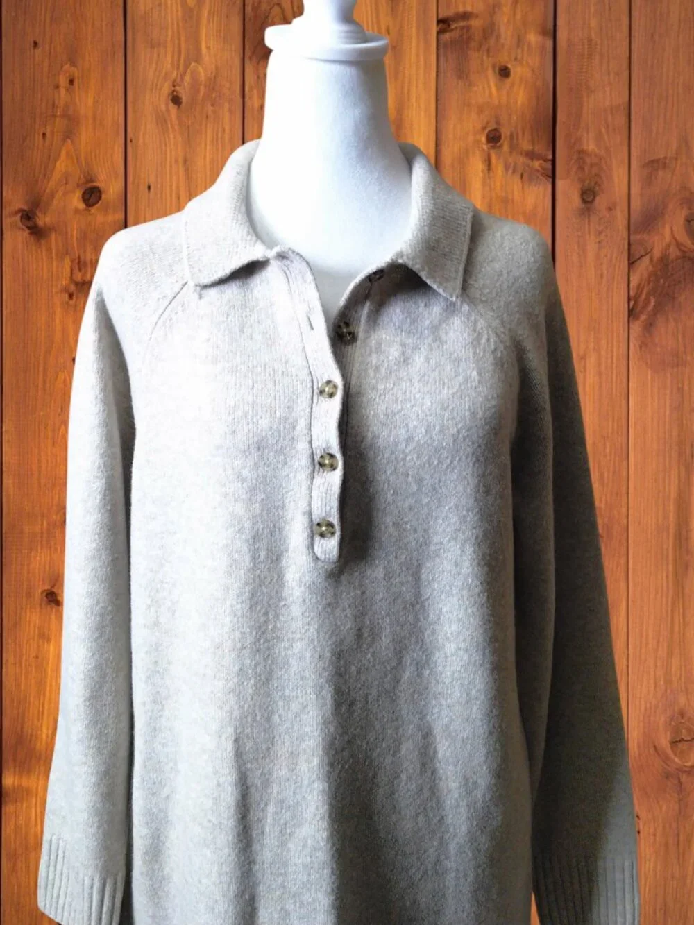 Gap CashSoft Polo Sweater Mini Dress Cobblestone Size Medium Long Sleeve Casual